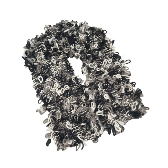 Frilly Ruffle Knit Scarf Wrap Boa All Season Accessory Black and White Zebra New - Picture 1 of 13